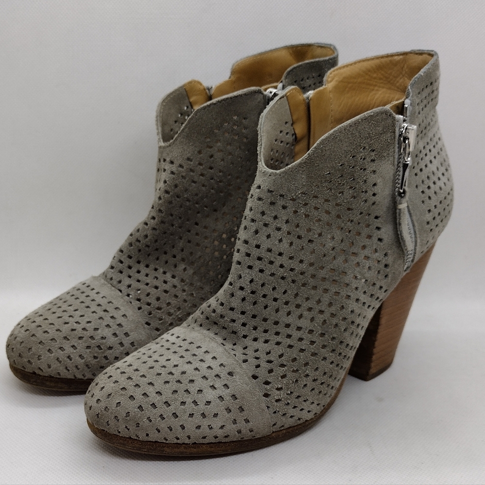 Rag & Bone Margot Boots Women's 7.5 Gray Suede Boho Retro Y2K 90s Office - Picture 1 of 13